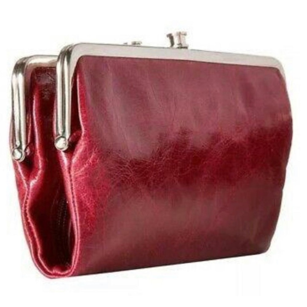 RED HOBO LEATHER WALLET WITH GINGHAM INTERIOR💫